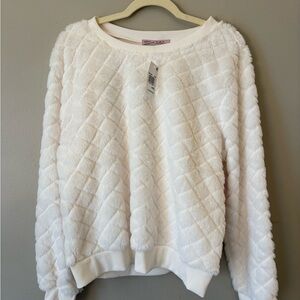 Crave Fame Cozy Super Soft White Quilted Sweater NWT’s Size Large